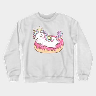 cute unicorn lies on donut Crewneck Sweatshirt